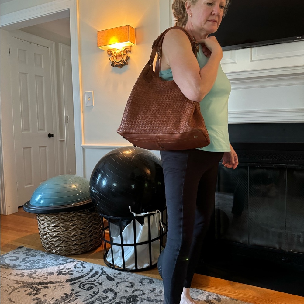 Valentina Woven Leather Tote Handbag - Picture 11 of 12